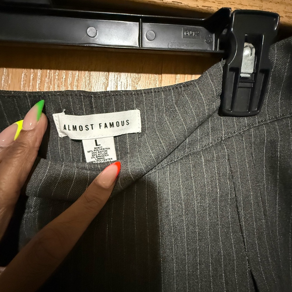 Almost Famous Charcoal Pinstripe Mini Skort - Picture 3 of 3